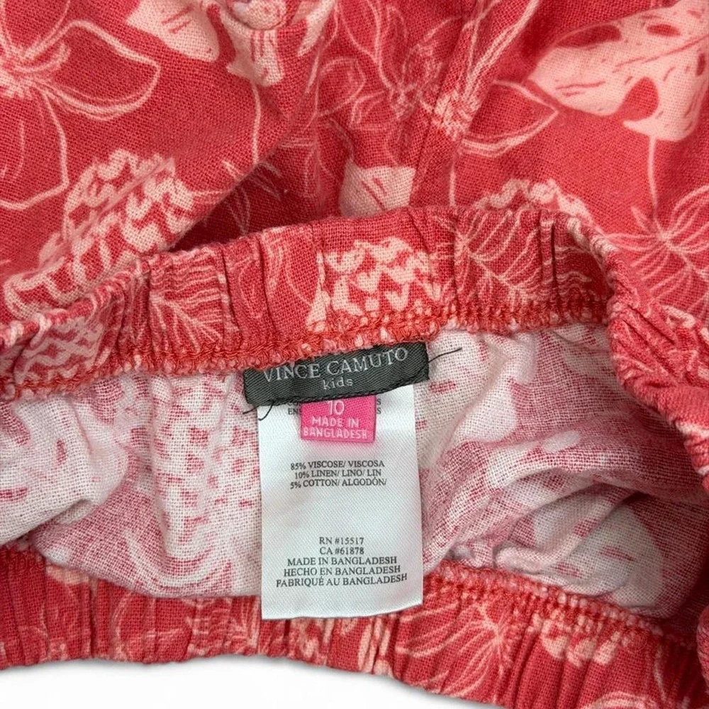 Vince Camuto Kids Girls Size 10 Tropical Linen Blend 2-Piece Set Smocked Top